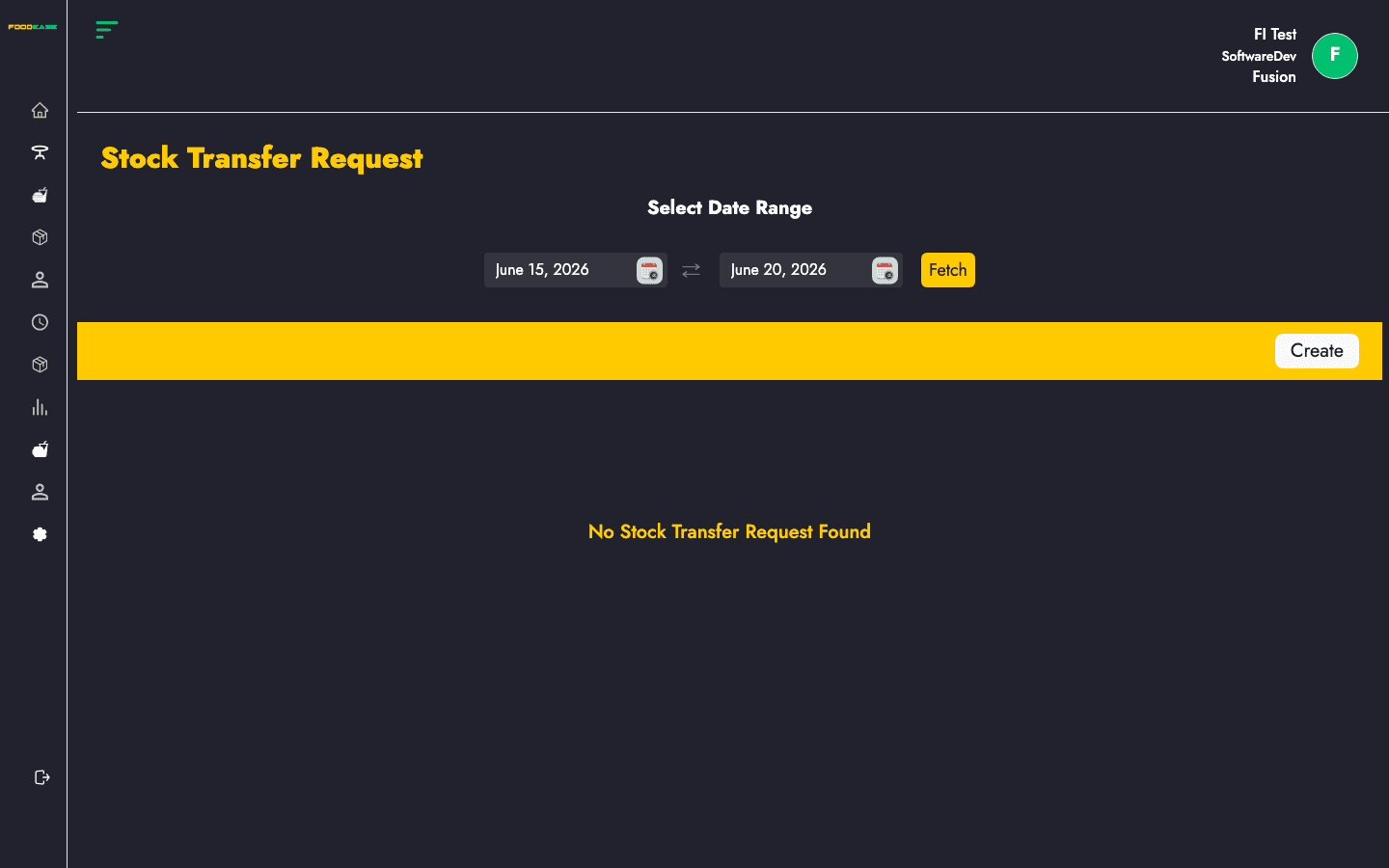Stock Transfer Request list page